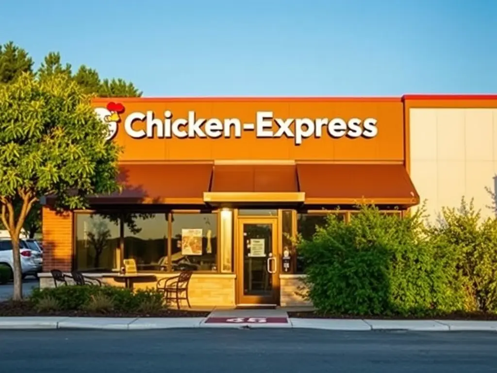 A photograph of the Chicken Express Kennedale restaurant exterior, showing the building facade and signage.